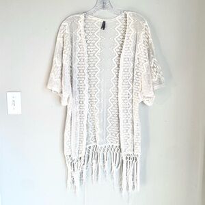 🤍 Lace Fringe Kimono Cardigan – Boho Festival Layer 🤍